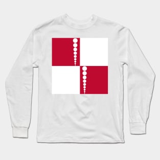 60's Retro Mod Squares and Dots in Red and White Long Sleeve T-Shirt